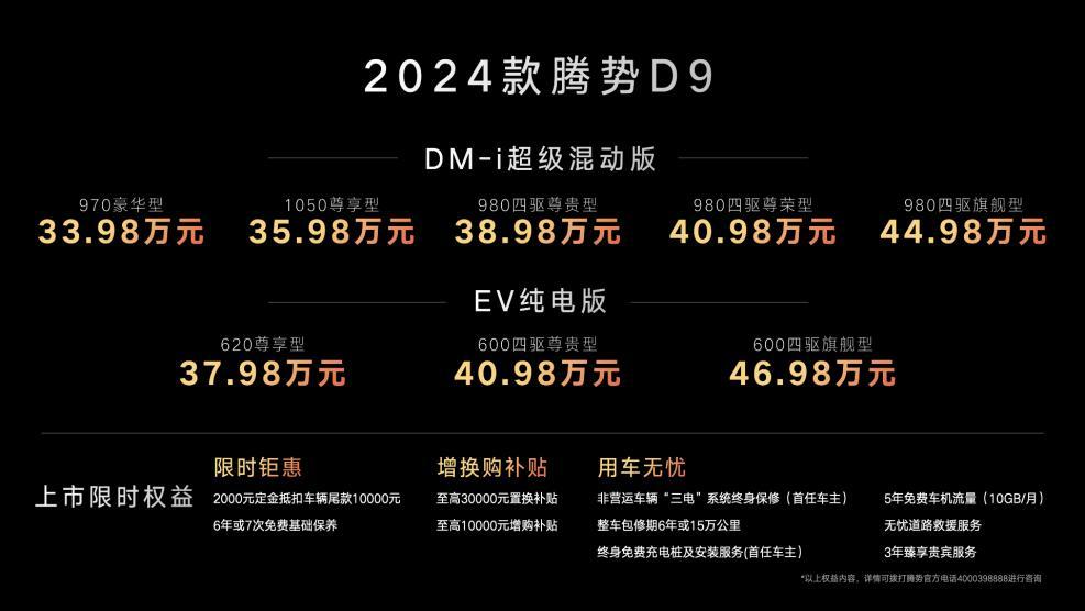 MPV年度销量冠军，2024款腾势D9正式上市